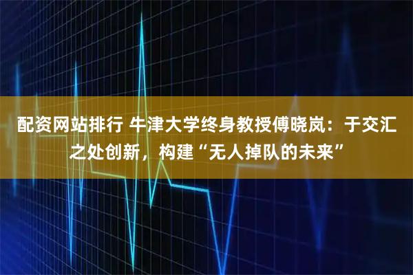 配资网站排行 牛津大学终身教授傅晓岚：于交汇之处创新，构建“无人掉队的未来”