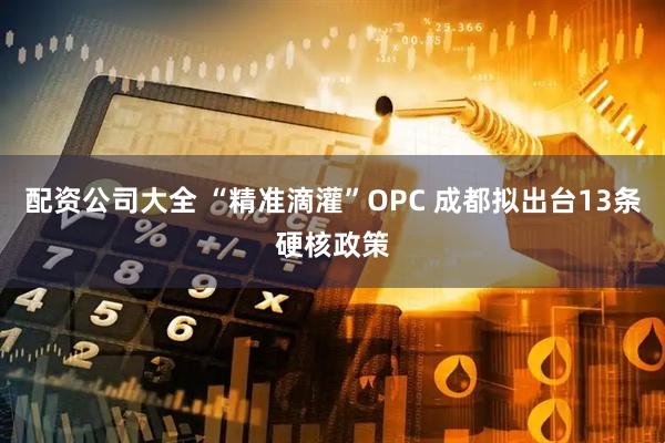 配资公司大全 “精准滴灌”OPC 成都拟出台13条硬核政策