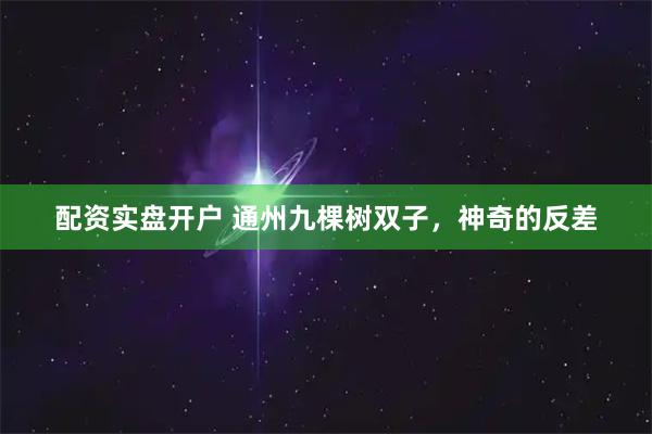 配资实盘开户 通州九棵树双子，神奇的反差
